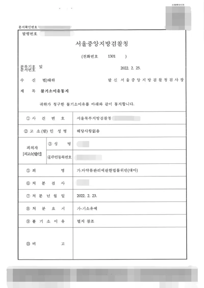 대마재배 기소유예